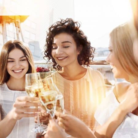 Female with her drinking mates and champagne