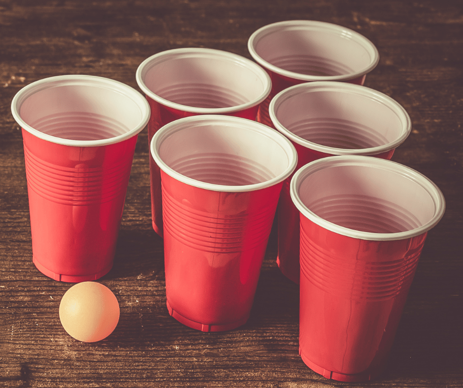 Image showing you how to play beer pong using the classic six cup formation one of many fun online drinking games